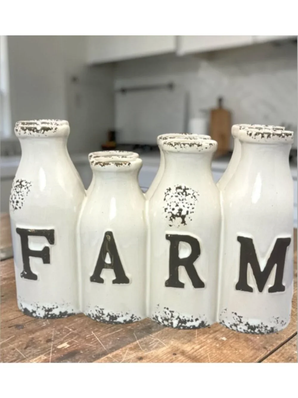 Rustic Farmhouse Four Spout Milk Bottle Ceramic Vase